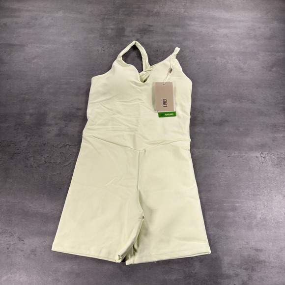 LIVE! Pants - LIVE! Bodysuit Womens L Flowstate Tex Green Textured Cross Back NEW Yoga Gym